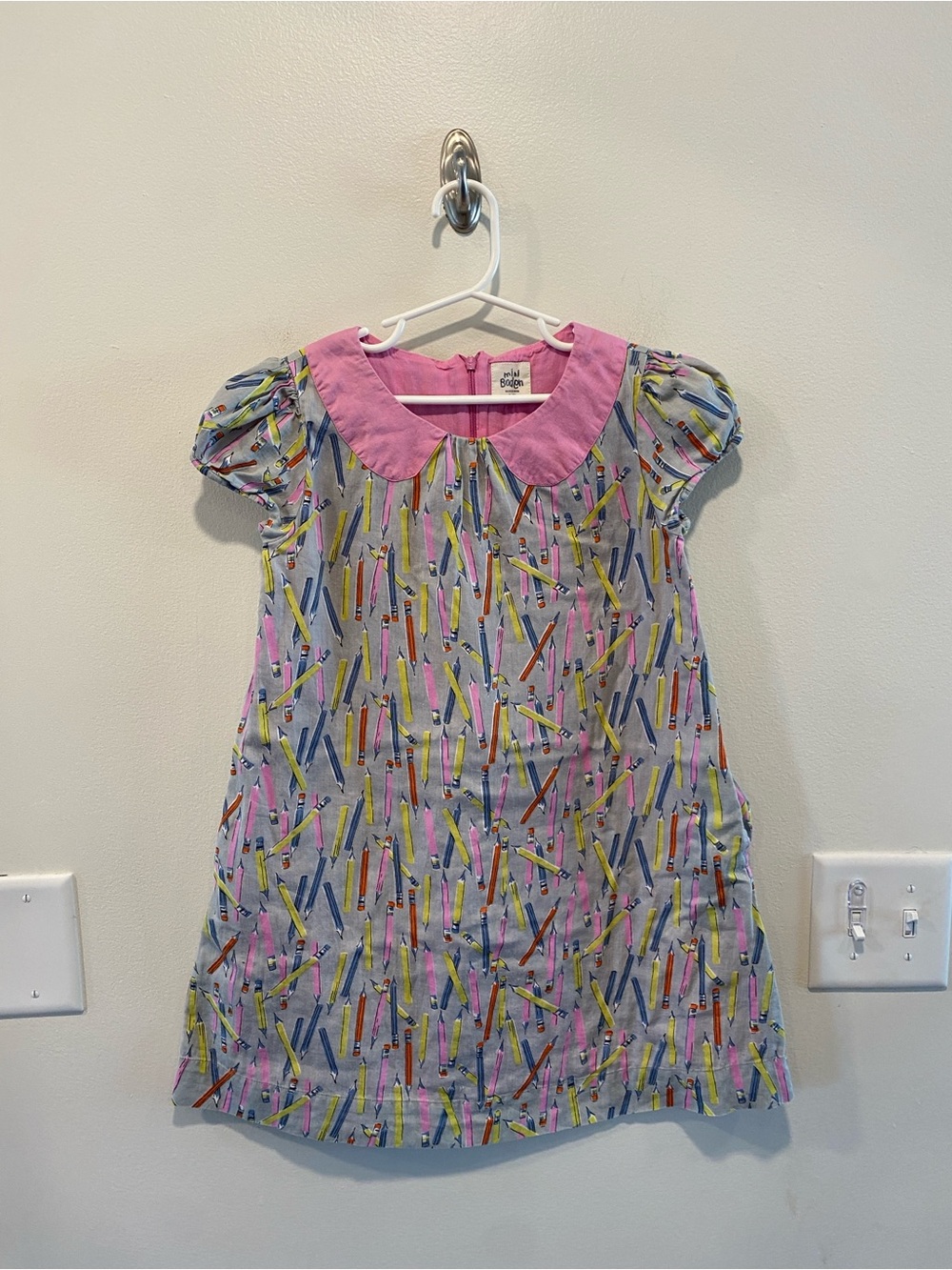 Mini Boden back to school pencil dress girls 7-8 100% cotton Peter Pan collar